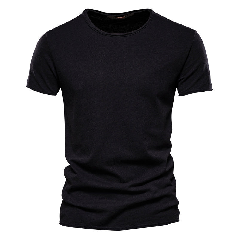 Solid color men's slim fit bamboo cotton T-shirt breathable and comfortable