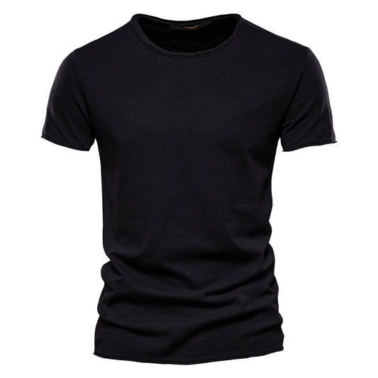 Solid color men's slim fit bamboo cotton T-shirt breathable and comfortable