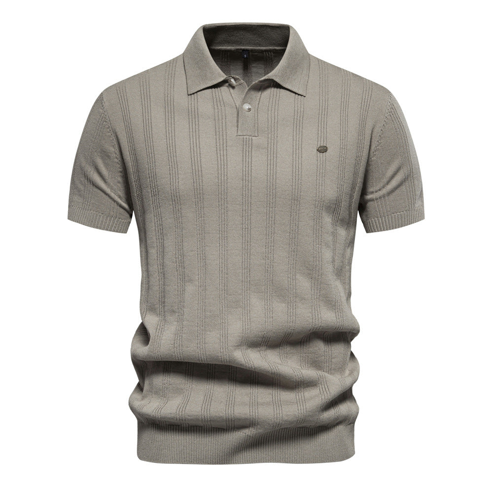 Men's lapel short-sleeved sweater