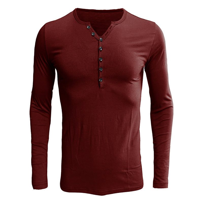 Men's T-shirts Long-sleeved men's bottoming shirts Henley shirts