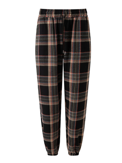 Men's Plaid Striped Casual Pants Fashion Casual Straight Trousers