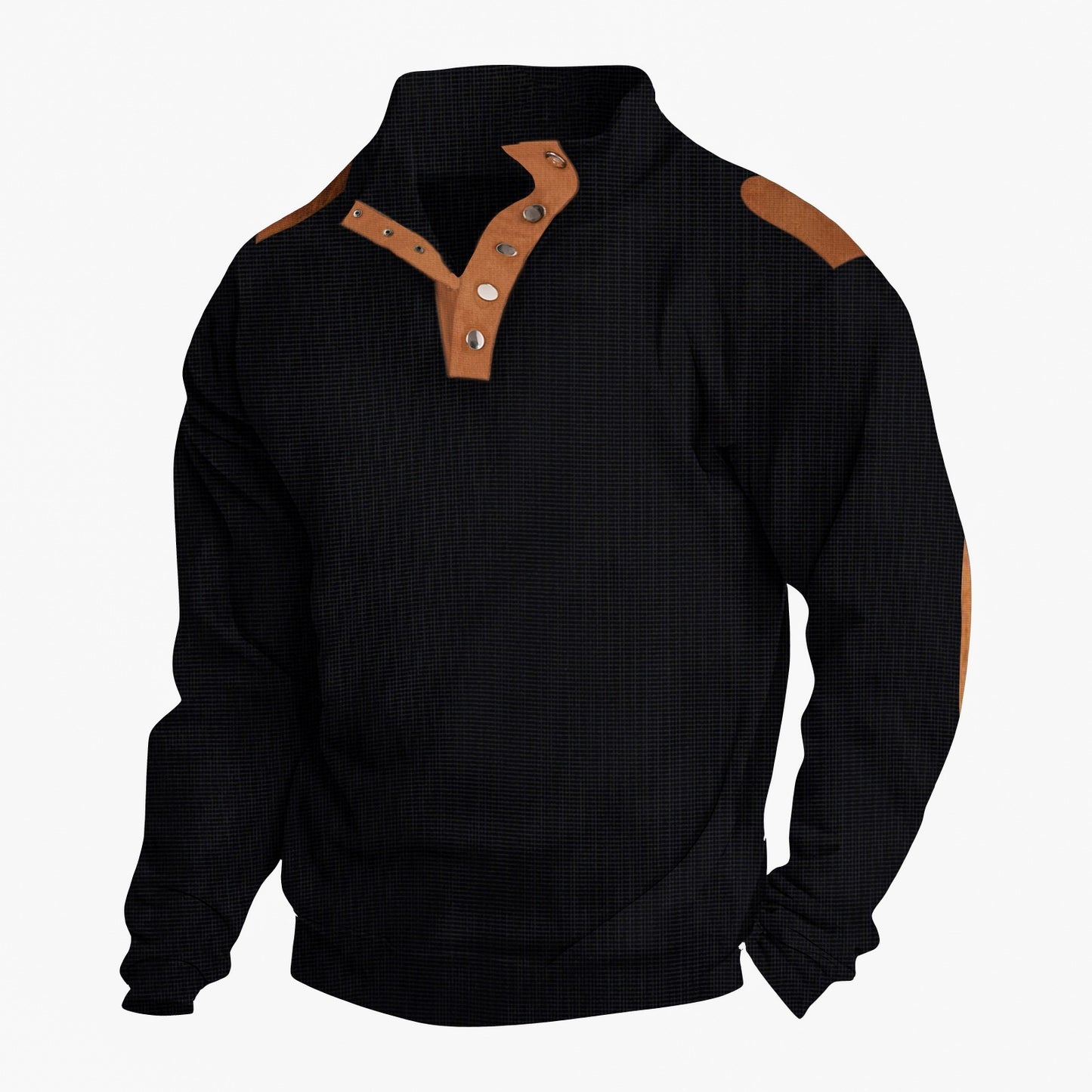 Men's outdoor warm plaid casual stand collar long sleeve sweatshirt