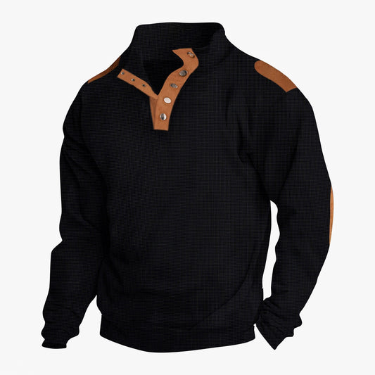 Men's outdoor warm plaid casual stand collar long sleeve sweatshirt