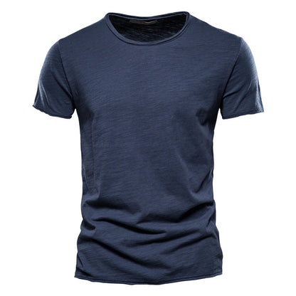 Solid color men's slim fit bamboo cotton T-shirt breathable and comfortable