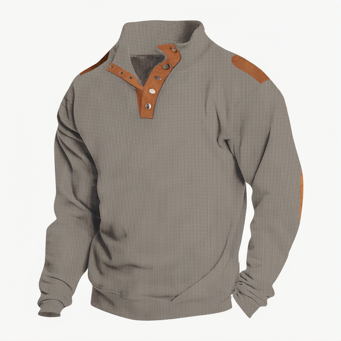 Men's outdoor warm plaid casual stand collar long sleeve sweatshirt