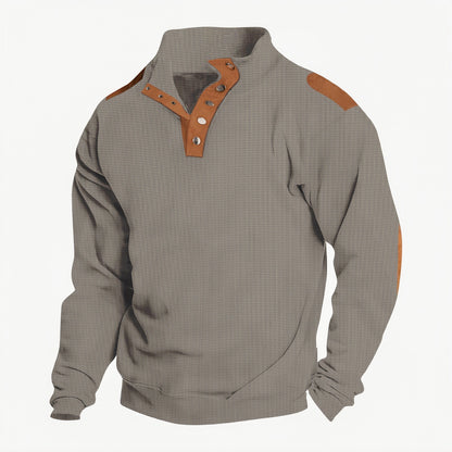 Men's outdoor warm plaid casual stand collar long sleeve sweatshirt