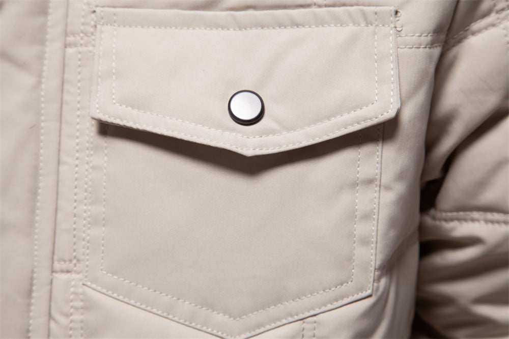 Solid color business men's stand collar jacket warm and thick white goose down