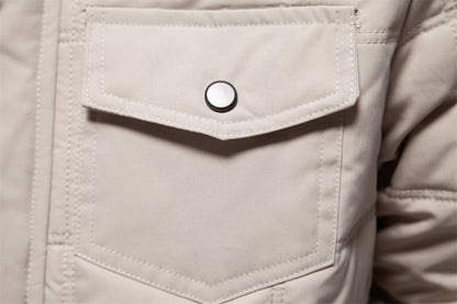 Solid color business men's stand collar jacket warm and thick white goose down