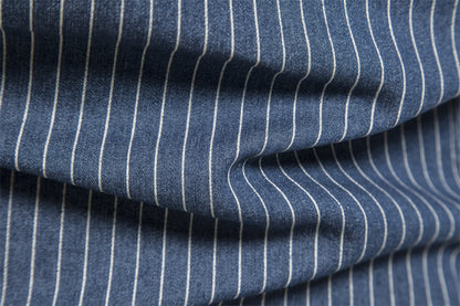 Men's retro collar striped denim shirt