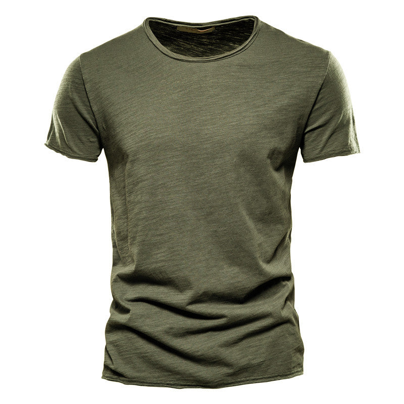 Solid color men's slim fit bamboo cotton T-shirt breathable and comfortable