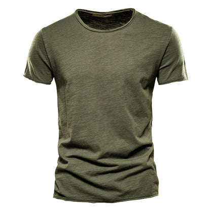 Solid color men's slim fit bamboo cotton T-shirt breathable and comfortable