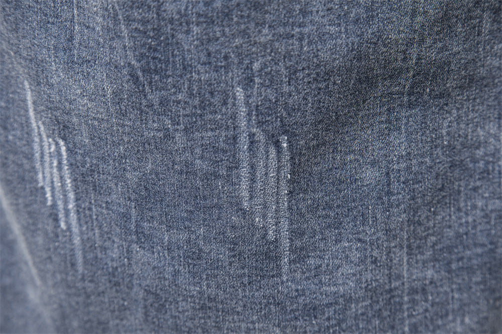 Casual Fashion Men's Washed Distressed Denim Shirt