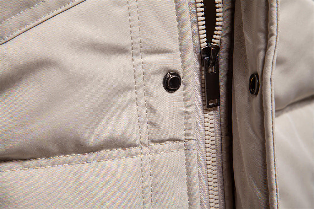 Solid color business men's stand collar jacket warm and thick white goose down