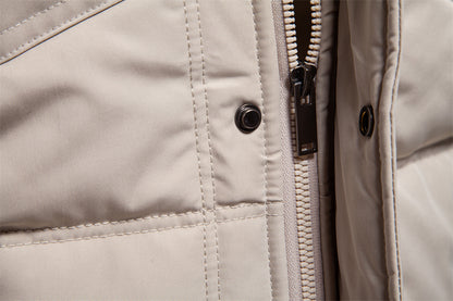 Solid color business men's stand collar jacket warm and thick white goose down