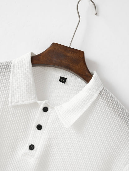 Mesh ice silk short-sleeved T-shirt men's shirt collar solid color polo