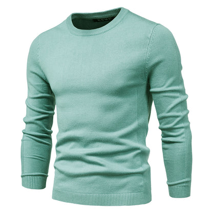 Solid color Men's round neck slim fit sweater