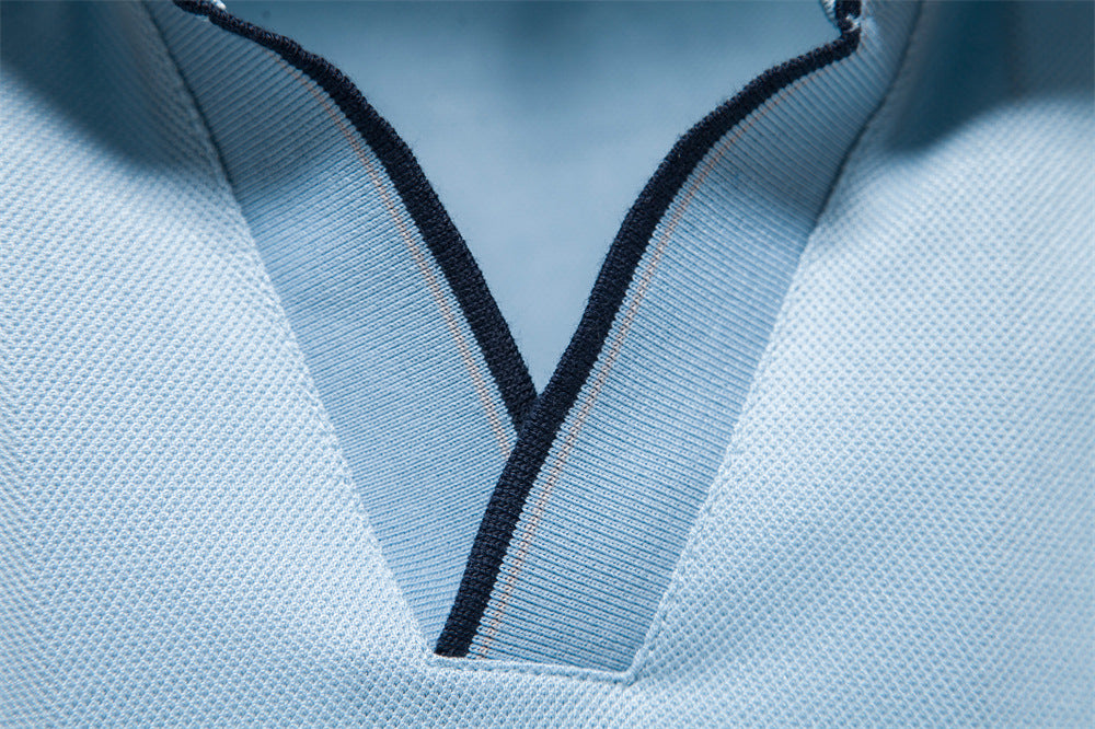 Fashion solid color Men's V-neck POLO shirt