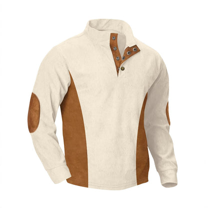 Men's casual stand collar long sleeve ribbed corduroy sweatshirt