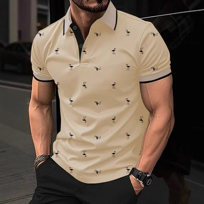 Polo flamingo short-sleeved shirt with fashionable and personalized prints