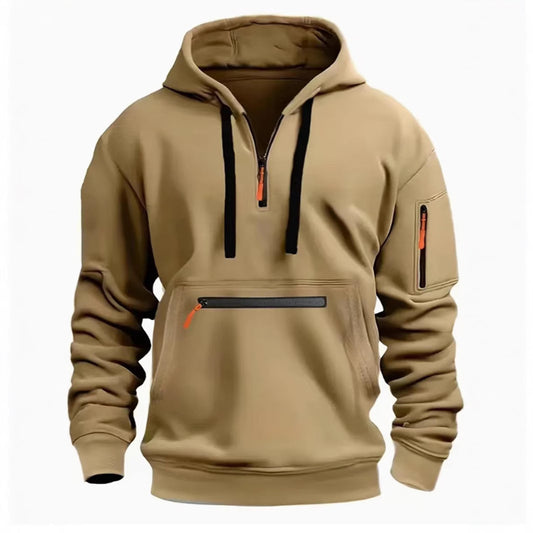 Men's Sweatshirt Hooded Arm Zipper Long Sleeve Pullover Trendy Hoodie Fashion