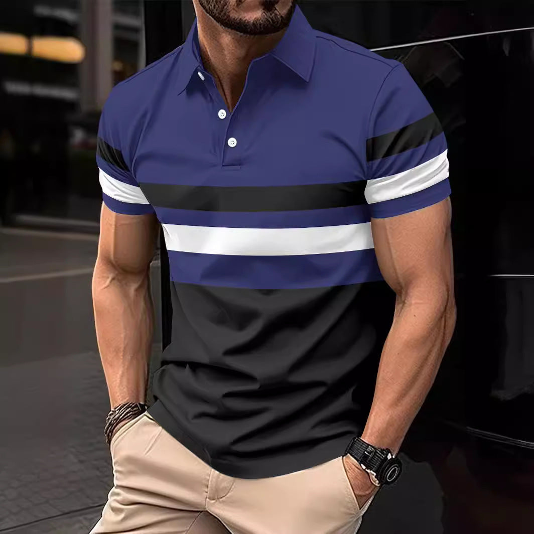 Striped Men's Sports Polo Shirt Top