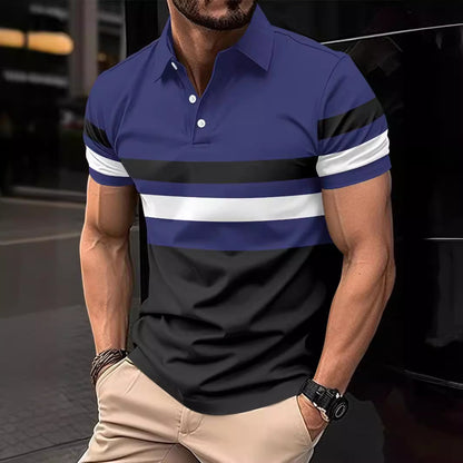 Striped Men's Sports Polo Shirt Top
