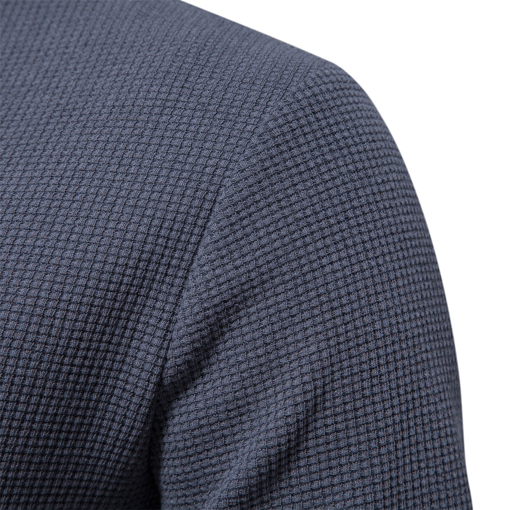 Solid color Men's short-sleeved waffle T-shirt