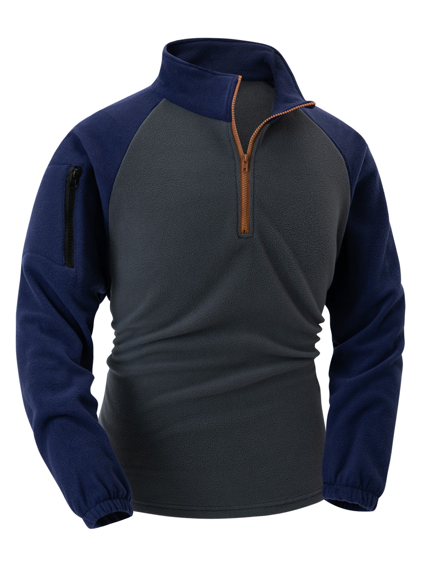 Men's Stand Collar Half Zip Long Sleeve Arm Zipper Pocket Sweatshirt Pullover Training Suit