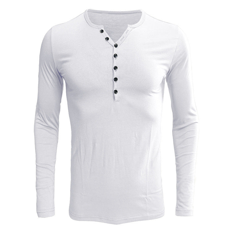 Men's T-shirts Long-sleeved men's bottoming shirts Henley shirts