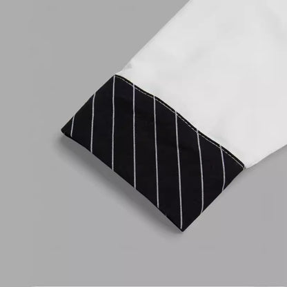 Casual men's tops striped patchwork loose long-sleeved shirt