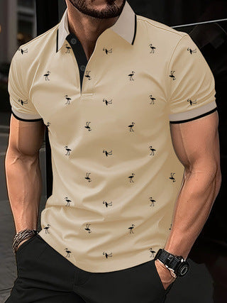 Polo flamingo short-sleeved shirt with fashionable and personalized prints