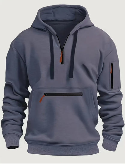 Men's Sweatshirt Hooded Arm Zipper Long Sleeve Pullover Trendy Hoodie Fashion