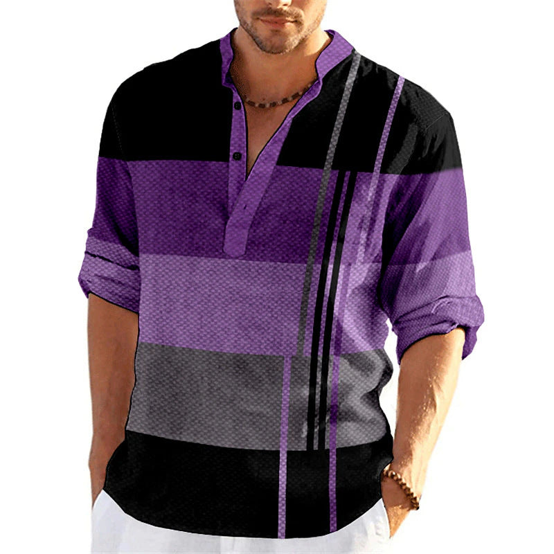 Men's striped business slim casual shirt long sleeve shirt