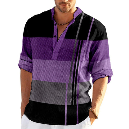 Men's striped business slim casual shirt long sleeve shirt