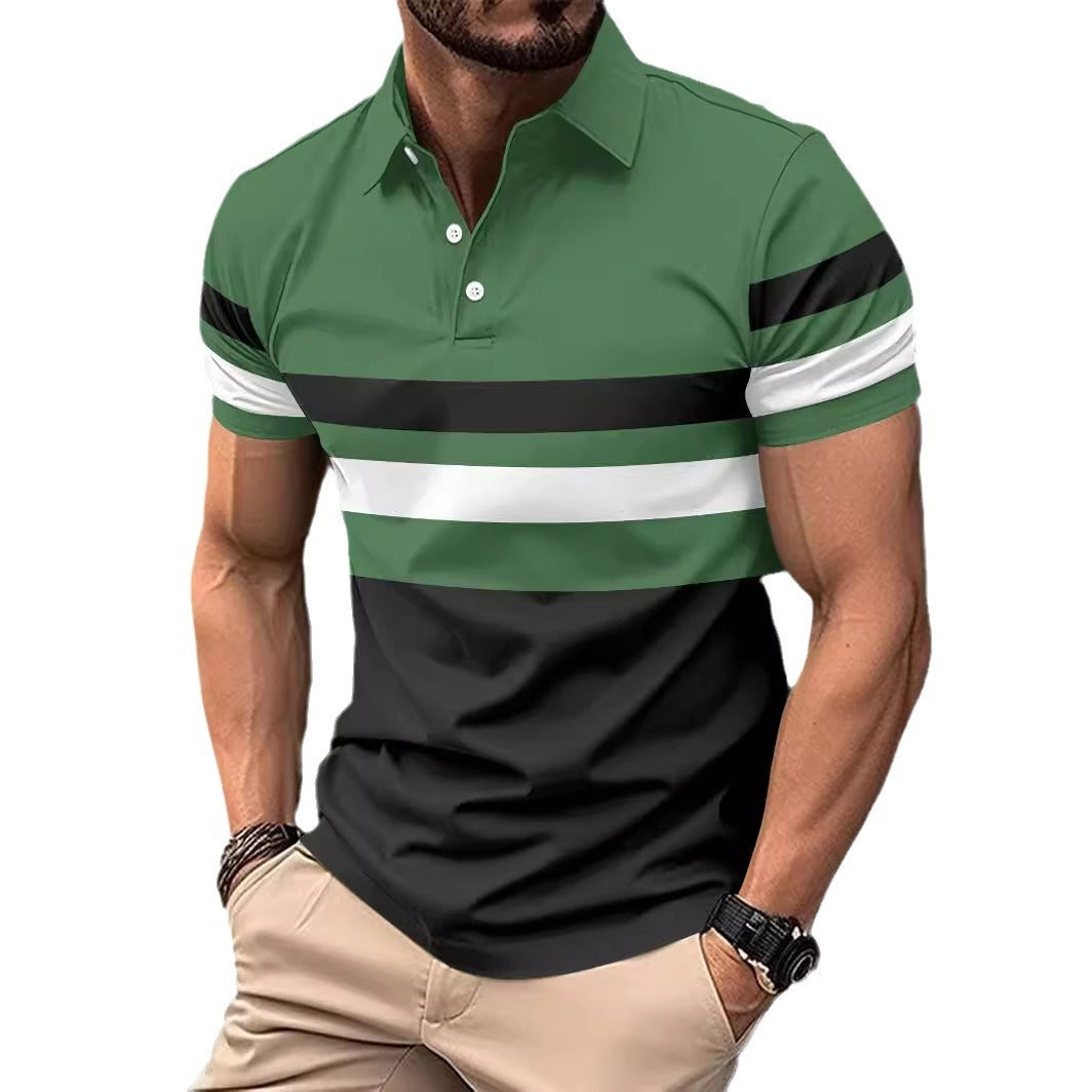 Striped Men's Sports Polo Shirt Top