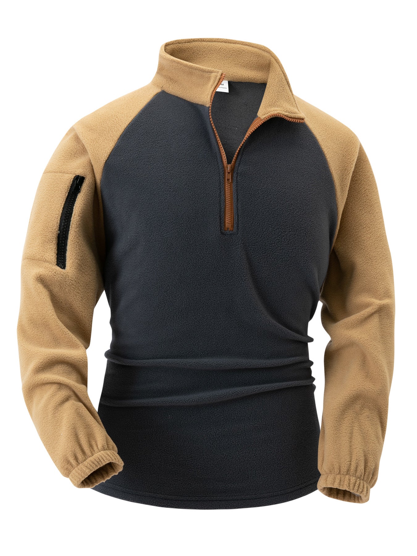 Men's Stand Collar Half Zip Long Sleeve Arm Zipper Pocket Sweatshirt Pullover Training Suit