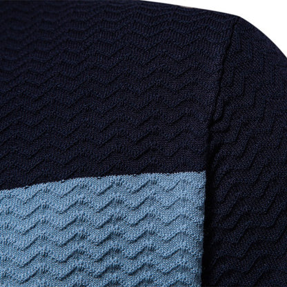 Men's Striped Business Short Sleeve Half Zip Top