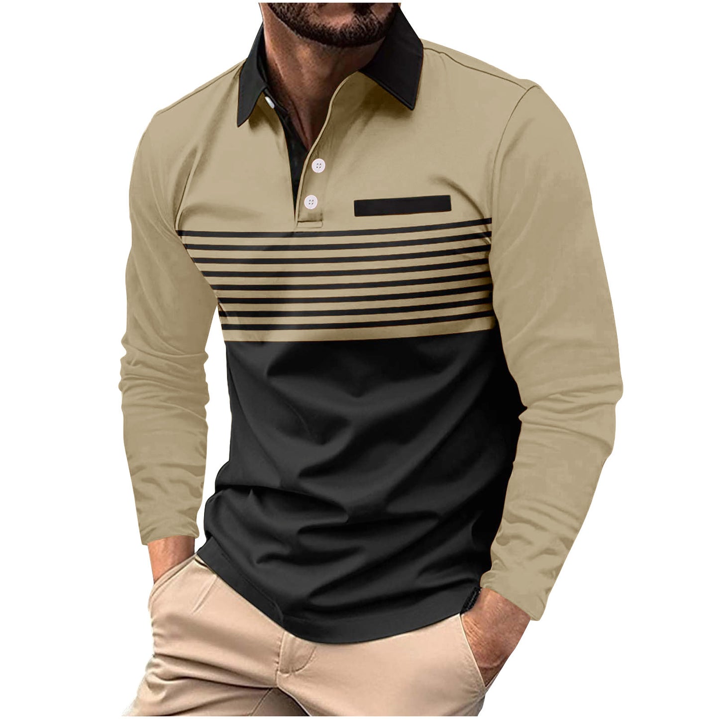 Casual solid color short sleeve pocket men's sports polo shirt