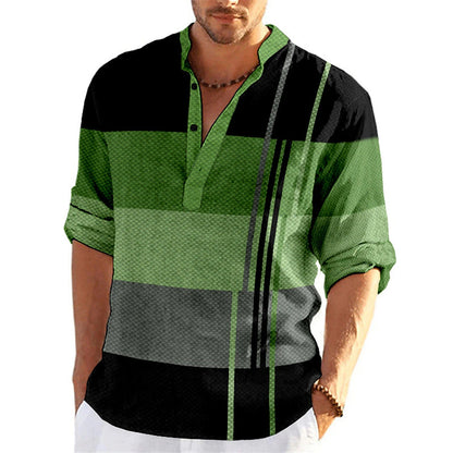 Men's striped business slim casual shirt long sleeve shirt