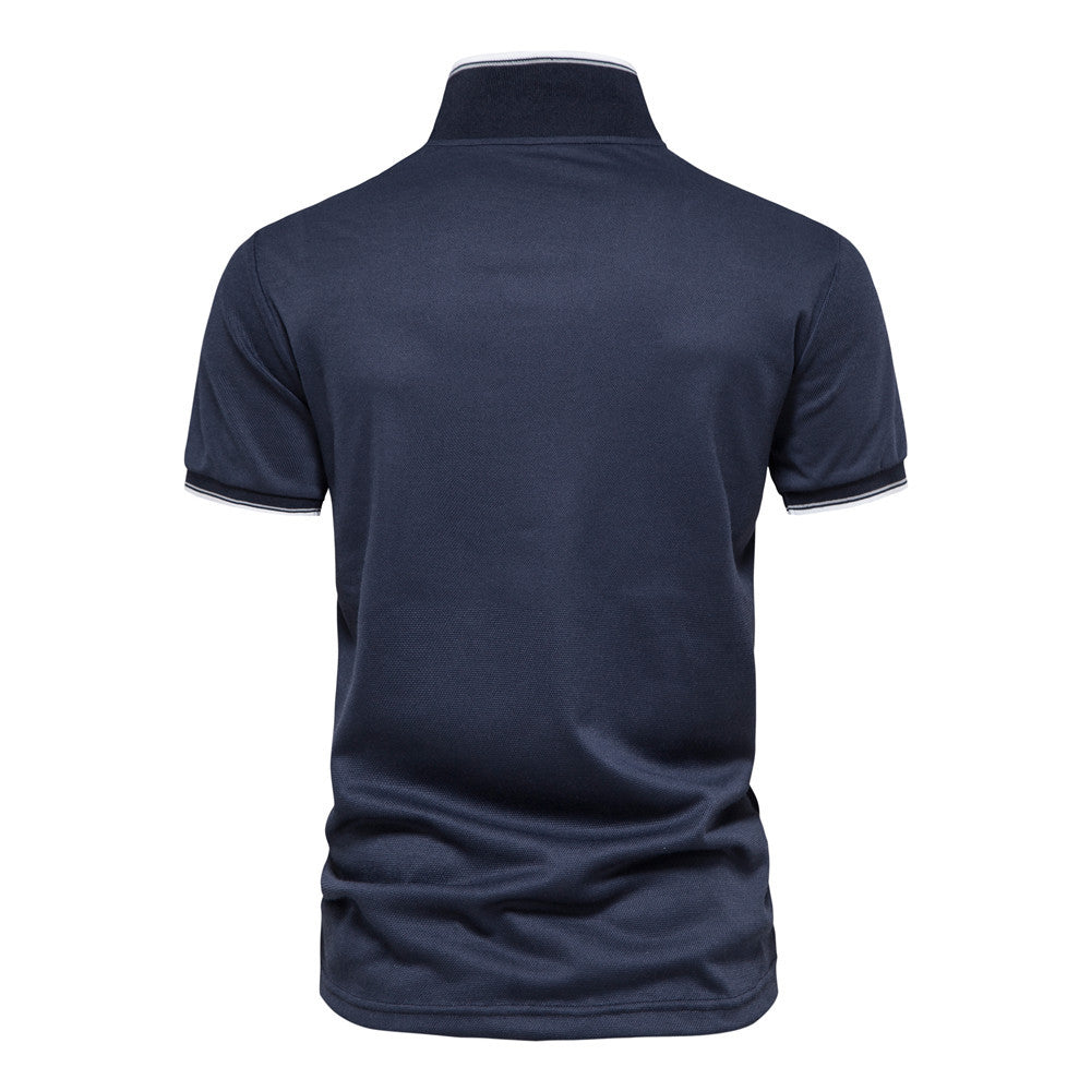 Fashion Men's solid color V-neck POLO shirt