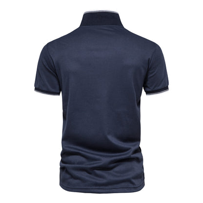Fashion Men's solid color V-neck POLO shirt