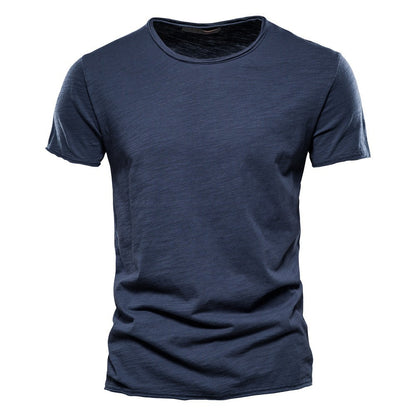 Solid color men's slim fit bamboo cotton T-shirt breathable and comfortable