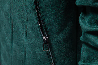 Solid color simple men's suede lapel jacket slim fit fashion