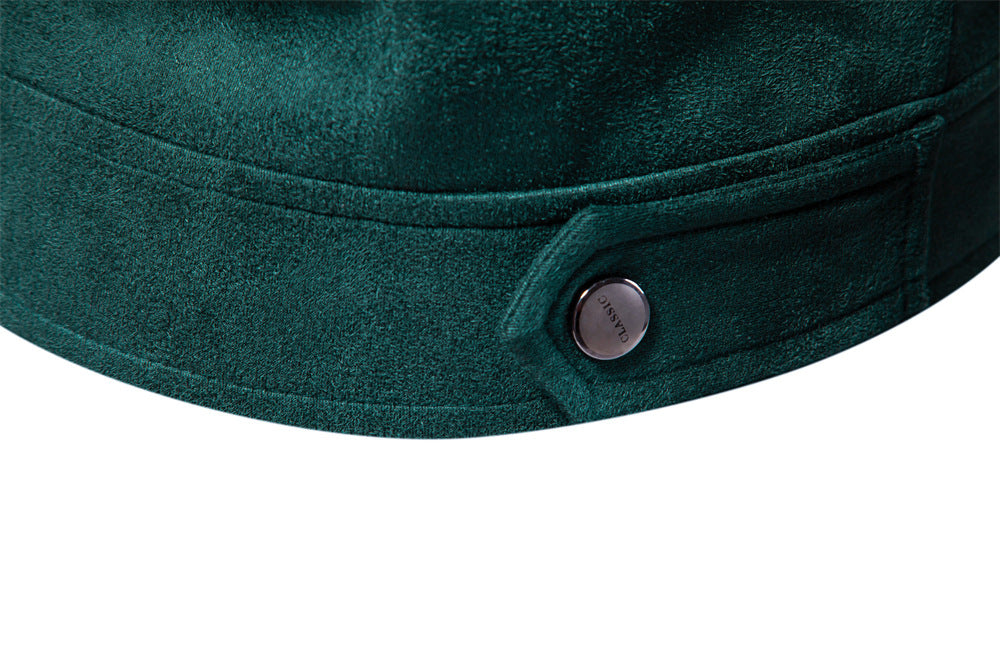 Solid color simple men's suede lapel jacket slim fit fashion