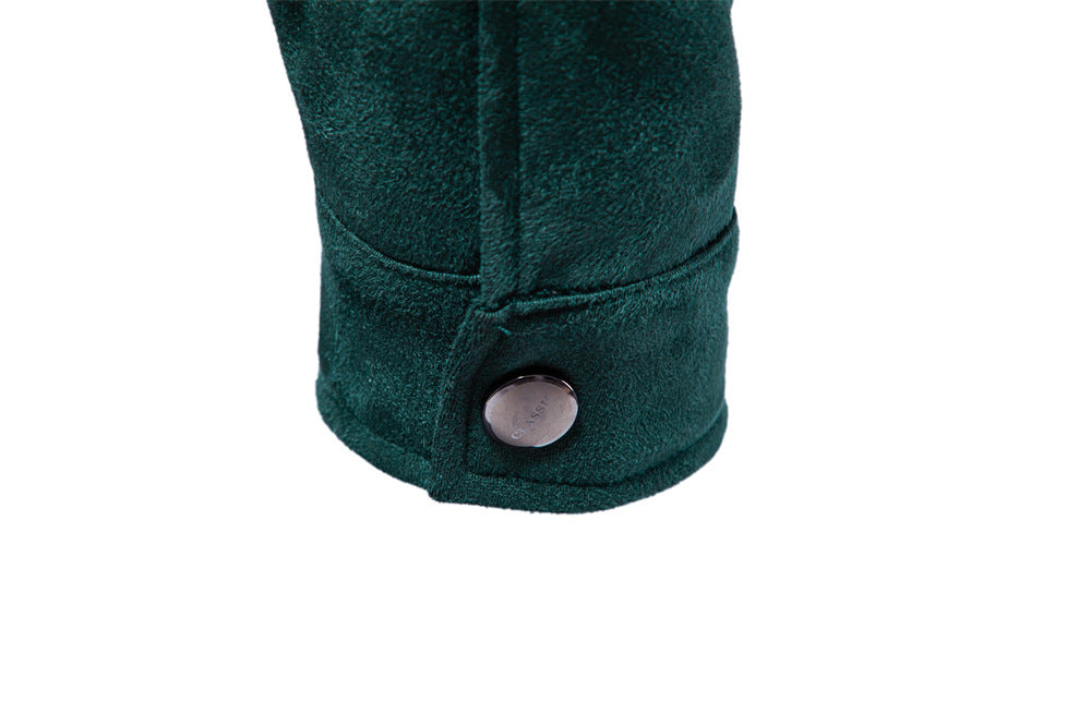 Solid color simple men's suede lapel jacket slim fit fashion