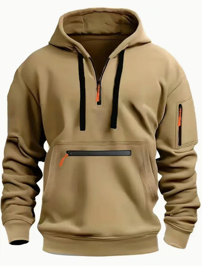 Men's Sweatshirt Hooded Arm Zipper Long Sleeve Pullover Trendy Hoodie Fashion