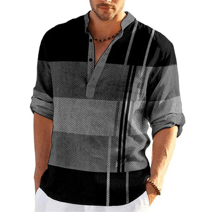 Men's striped business slim casual shirt long sleeve shirt