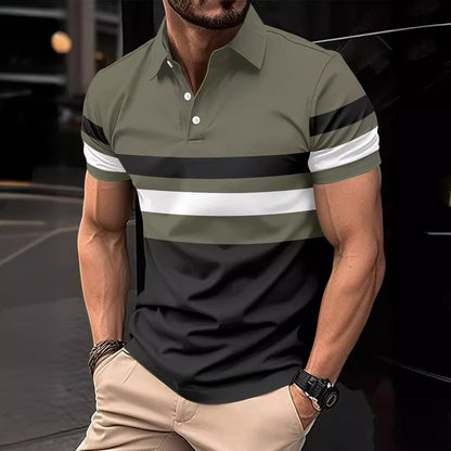 Striped Men's Sports Polo Shirt Top