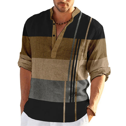 Men's striped business slim casual shirt long sleeve shirt