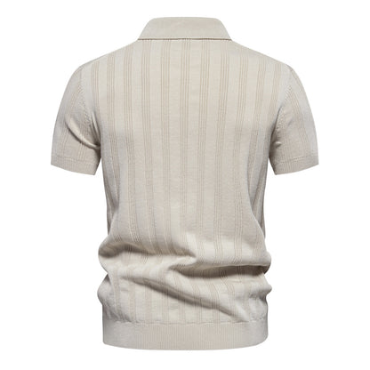 Men's lapel short-sleeved sweater